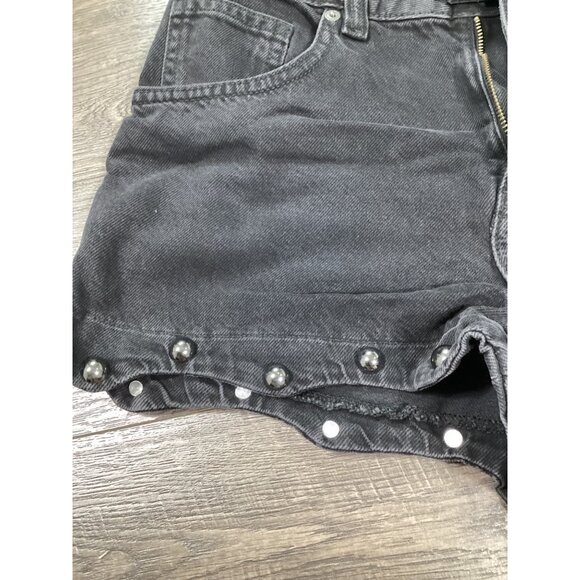 H&M Divided Womens High Waist Black Studded Denim Shorts Size 8 Streetwear New - Picture 5 of 10